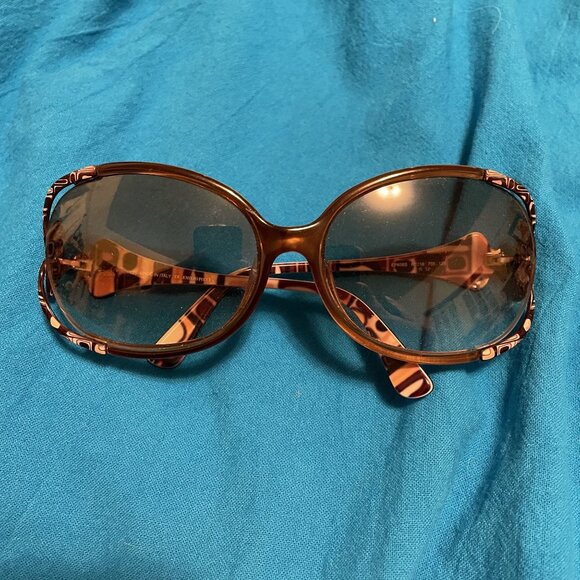 Emilio Pucci Womens Oversized Brown Sunglasses With Gold Accents - Picture 1 of 11
